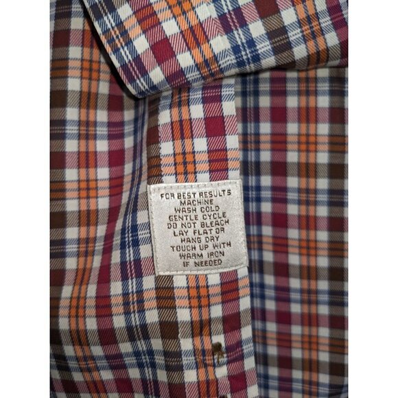 Peter Millar Cotton Long Sleeve Button Down Plaid Mens Shirt Red Brown Orange L - Picture 7 of 8